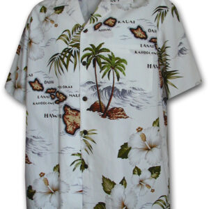 Pacific Legend Havajská košile s motivem ostrovu a ibišku Velikost: XL