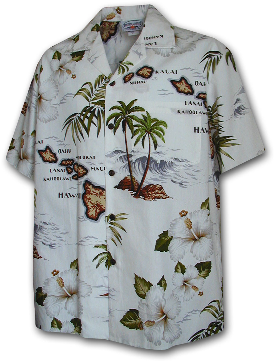 Pacific Legend Havajská košile s motivem ostrovu a ibišku Velikost: XL