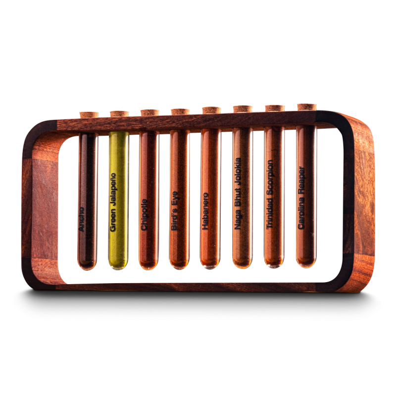 Sada chilli koření - Prémiová chilli kolekce v Mahagonovém stojanu